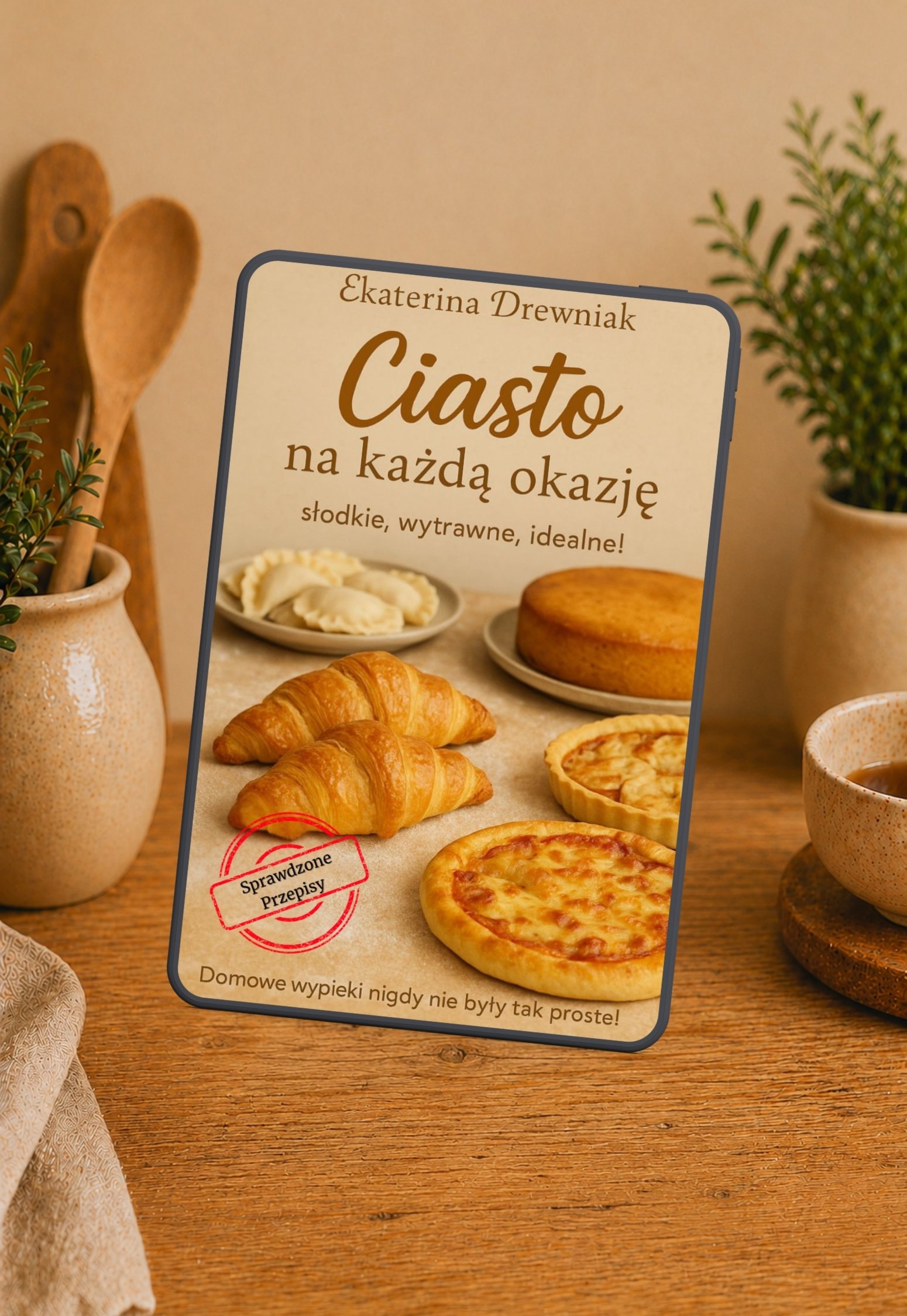 Okładka e-booka „Ciasto na każdą okazję” Drewniak Gotuje z przepisami na domowe ciasta i wypieki